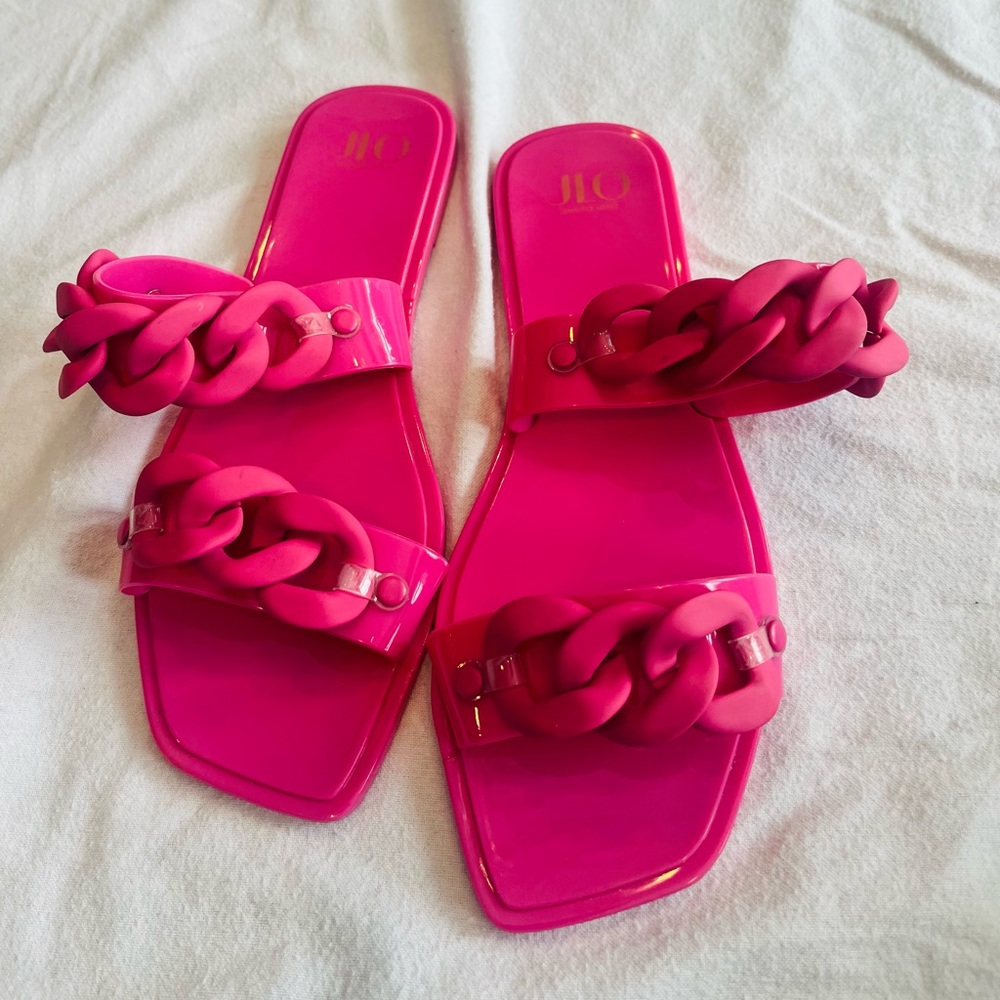 JLO   Jennifer Lopez Pink Chain Strap jelly Sandals